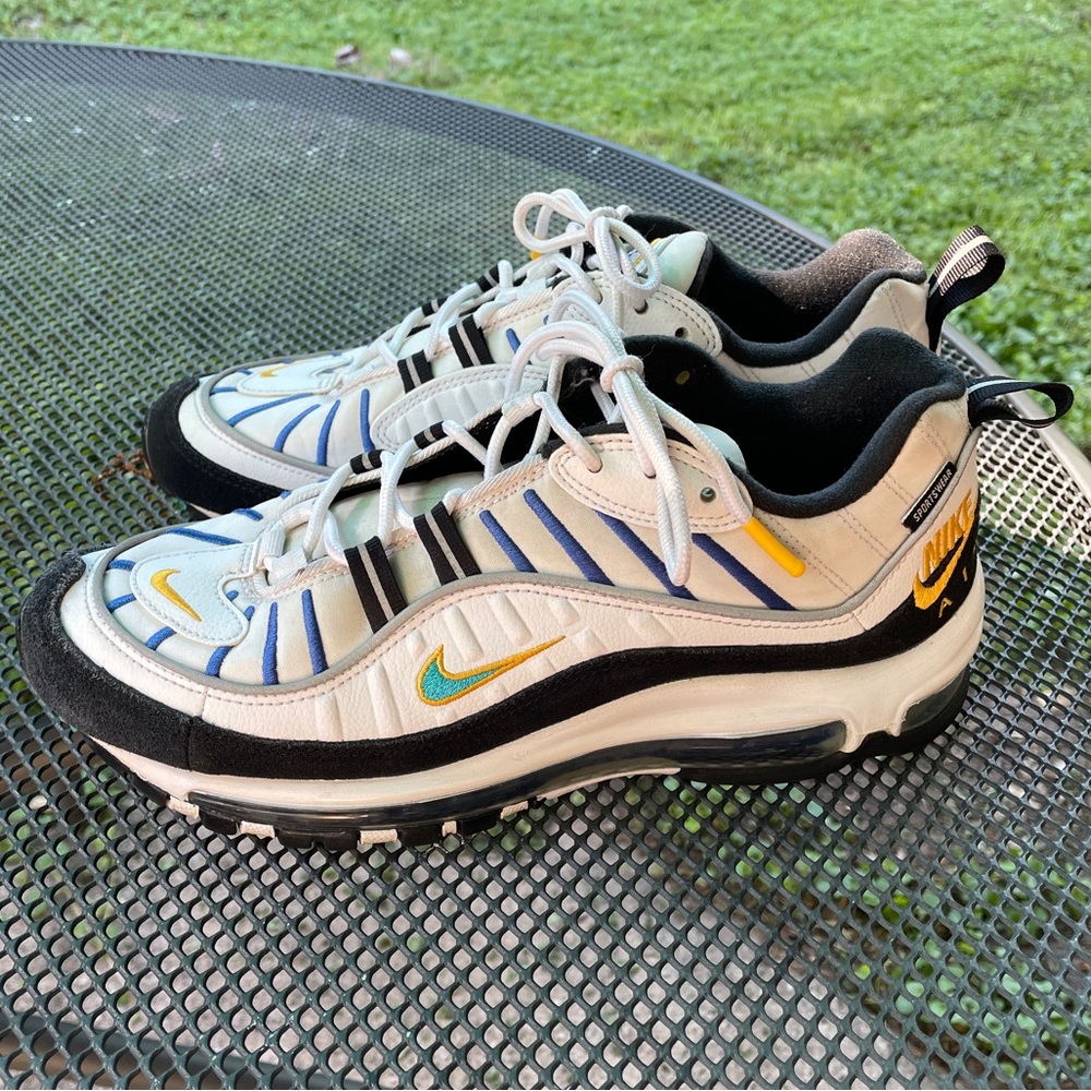 Nike Air Max 98 White Teal Nebula University Gold - Picture 2 of 9